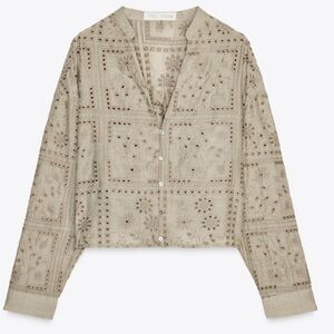 Zara // Cutout Embroidered Blouse NWOT